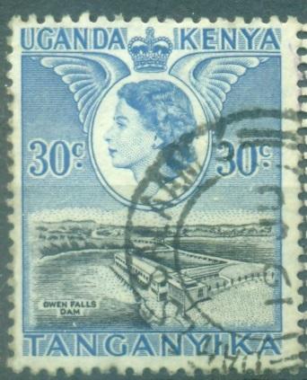 Уганда Кения Танганьика 1938 г.  стандарт Ландшафт Королева Елизавета 2  гашеная
