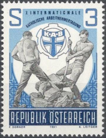 Австрия, 1981, № 1688, € 0,5, MNH, полн., Международное собрание католических трудящихся, Вена