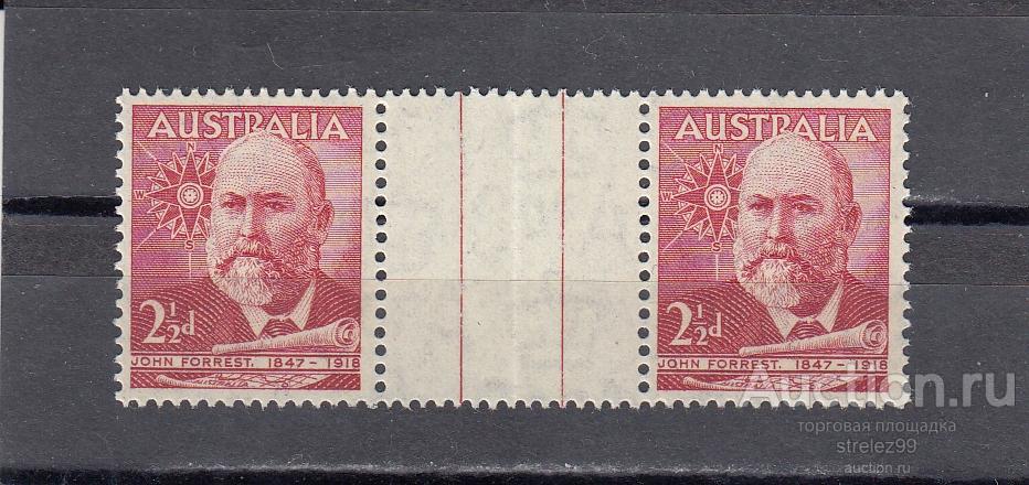 AUSTRALIA  АВСТРАЛИЯ  Джон Форрест  Гаттер-пара 1949 Сост**  MNH