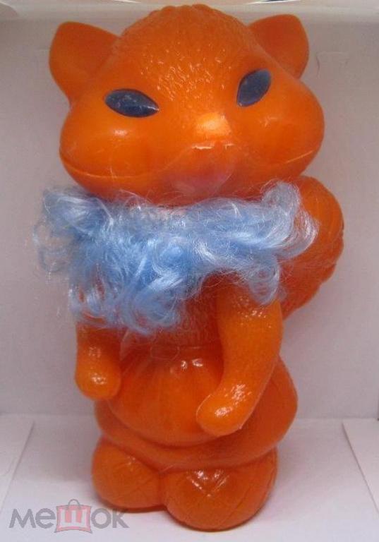 Игрушка Лиса красивая рыжая пластмасса винтаж СССР