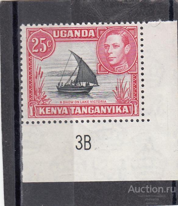 KUT  KENYA UGANDA Уганда   Корабль Парусник  № 61  1938 Угол Сост** MNH