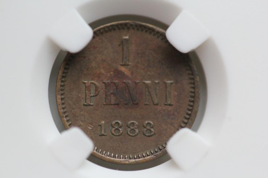 1 пенни 1888 Русская Финляндия слаб NGS AU55