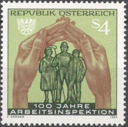 Австрия, 1983, № 1735, € 0,6, MNH, полн., 100-летие трудовой инспекции