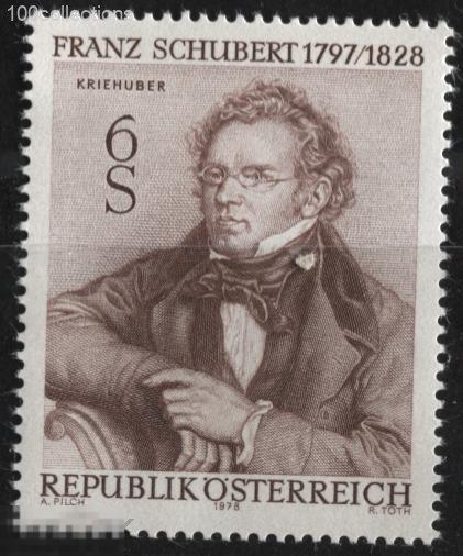 at1978.1043_1590 Австрия  Композитор Франц Шуберт. Музыка ** 1,6 евро(2017) 