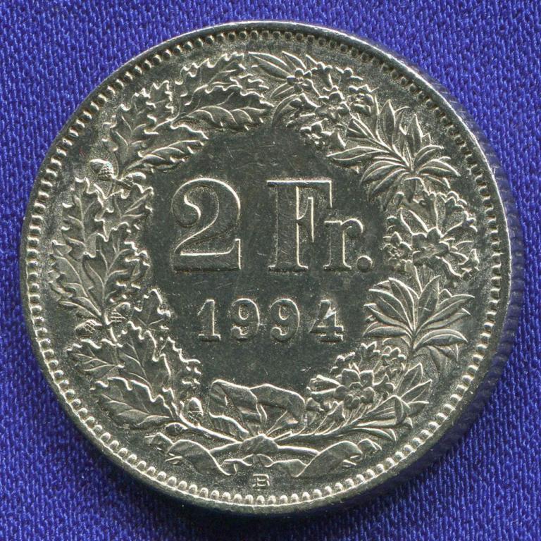 Швейцария 2 франка 1994 XF-
