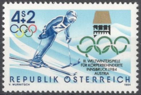 Австрия, 1984, № 1765, € 0,9, MNH, полн., спорт, зимние Паралимпийские игры, Инсбрук