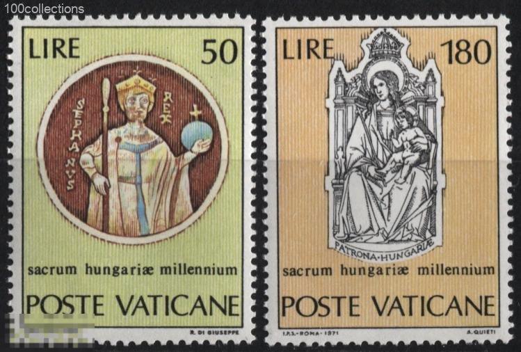 va1971.1043_594-95 Ватикан 1000-летие христианства в Венгрии ** MNH 