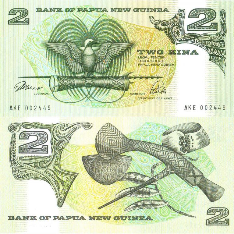 Папуа-Новая Гвинея 2 кина ND 1989-1991 P5c пресс unc