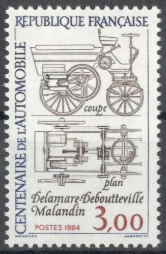 Франция, 1984, № 2468, € 1,6, MNH, полн., 100-летие автомобилестроения во Франции