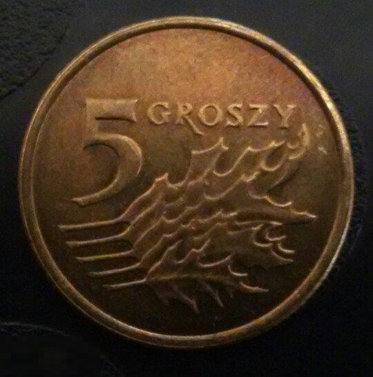 5 грошей Польша 2007 год 
