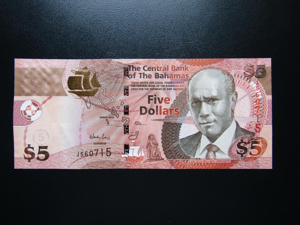 Багамы - 5  долларов  2013г. UNC.
