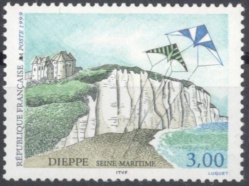 Франция, 1999, № 3381, € 1,3, MNH, полн.,туризм, обрывистое побережье близ Дьеппа