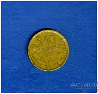 Монета Франция 10 франков 1952. Петух.
