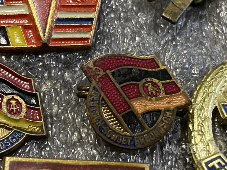 Знак значок DDR ГДР ФЛАГИ СССР - ГДР ГЕРМАНИИ ДРУЖБА ТЯЖЕЛЫЙ ЭМАЛЬ  РЕДКИЙ RRR