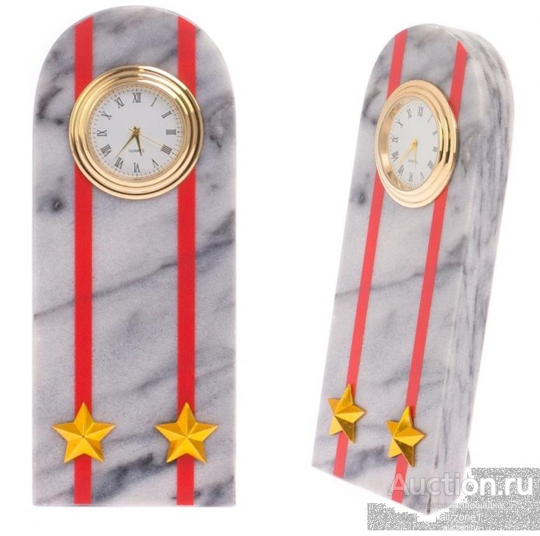 Часы настольные из камня ПОГОН ПОДПОЛКОВНИК МВД AZY-3182
