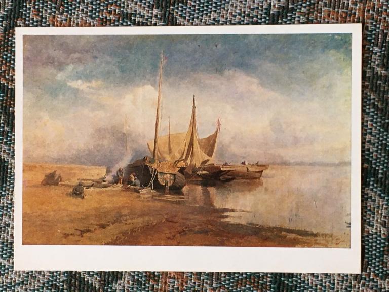 Ф.А. Васильев. Вид на Волге. Барки. 1974 г.