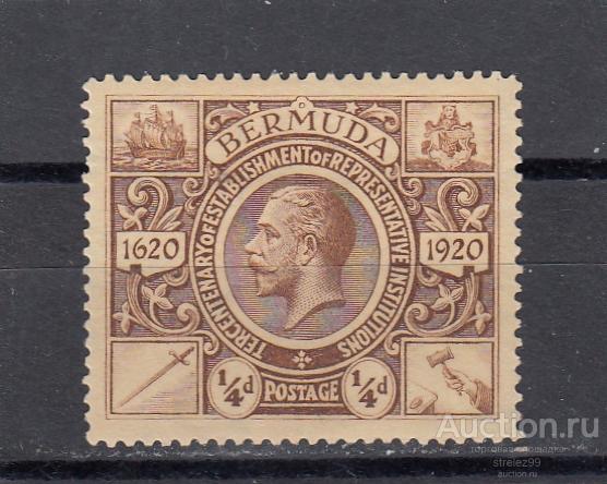 BERMUDA  БЕРМУДСКИЕ ОСТРОВА  Король Георг V  № 60  1921 Сост* Наклейка!!