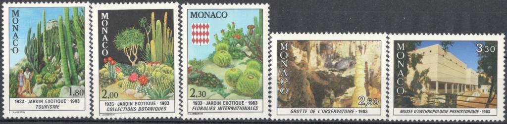 Монако, 1983, № 1571-1575, € 10, MNH, полн., 50-летие Экзотического сада, Монако
