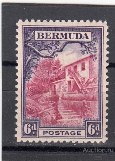 BERMUDA  БЕРМУДСКИЕ ОСТРОВА  Виды   № 95  1936 Сост* Наклейка!! Потресканный клей!!