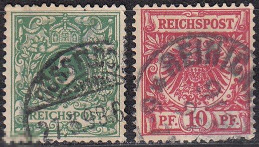 1889 - 1890 Германия Стандарт Цифры Герб № 46 - 47 гаш. 3 евро 