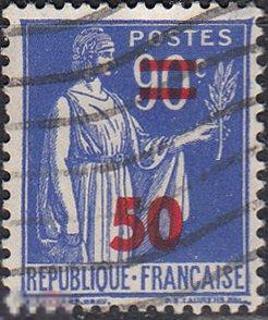 1941 Франция Стандарт Символ мира Надпечатка нового номинала № 484 гаш 0.20 евро 