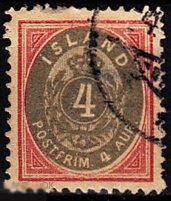 1900 Исландия Стандарт Цифры Корона Овал № 20 гаш. 18 евро 