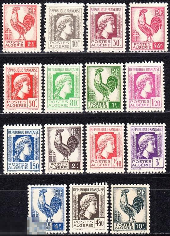 1944 Французские колонии Алжир Стандарт Марианна № 207 - 221 п/с ** 5.20 евро 