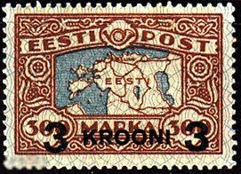 1939 Эстония Стандарт Надпечатка нового номинала Карта № 89 чистая ** или * 150 евро 