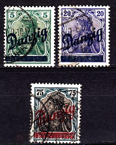 1920 Германия Данциг Стандарт Надпечатка № 21 - 25 гаш 12.80 евро 