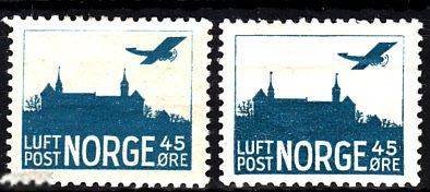 1927 Норвегия Авиапочта Самолёт Акерсхус № 136I и 136II п/с * 117 евро