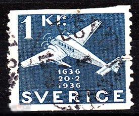 1936 Швеция Почта Почтовый транспорт Самолёт № 238 гаш 7.50 евро 