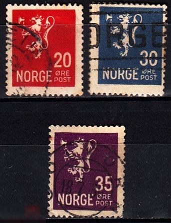 1937 Норвегия Стандарт Герб Лев № 184, 186 - 187 гаш 0.80 евро 
