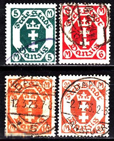 1922 Германия Данциг Стандарт Герб № 108 - 111 п/с гаш 7.50 евро 