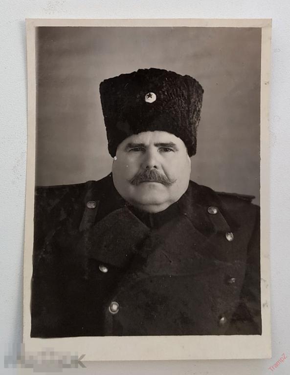 Фотография Носков С.И. военнослужащий офицер полковник, форма шинель папаха #86* 