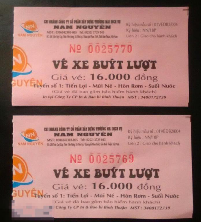 Транспортный билет Вьетнам Общественный транспорт Автобус 