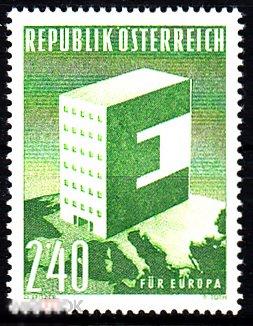 1959 Австрия Европа Буква Е № 1059 п/с **  1.50 евро 