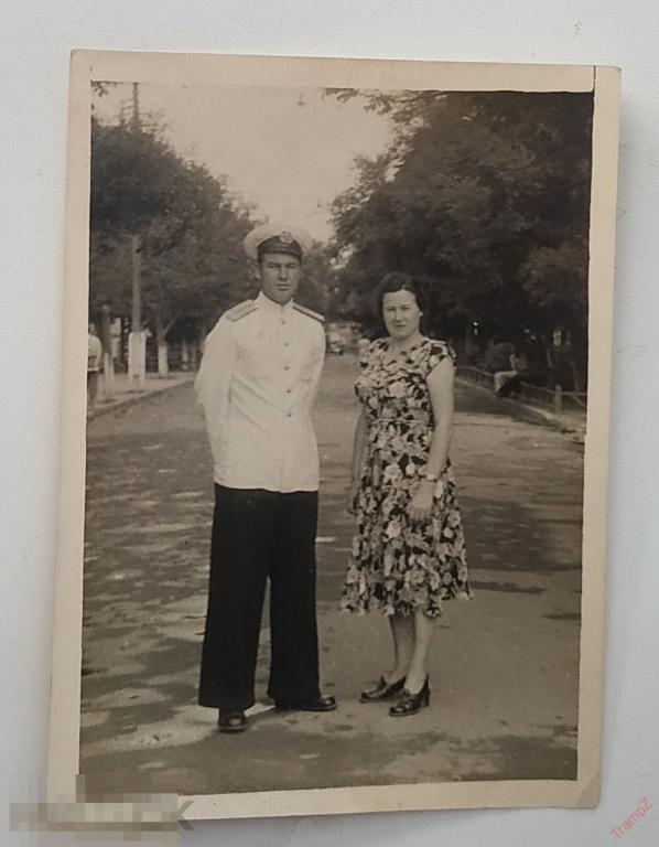 Фотография военнослужащий моряк офицер форма, девушка в платье #84* 