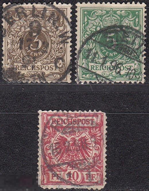 1889 - 1890 Германия Рейх Стандарт Цифры № 45 - 47 гаш 4.50 евро 