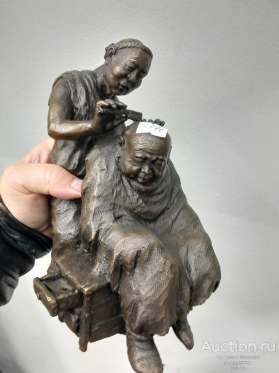 цирюльник салон красоты парикмахер модерн европа бронза 22 см