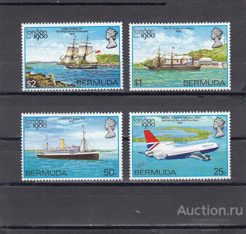 BERMUDA  БЕРМУДСКИЕ ОСТРОВА  БЕРМУДЫ  Транспорт Корабли Выставка   Серия 1980  Сост** MNH
