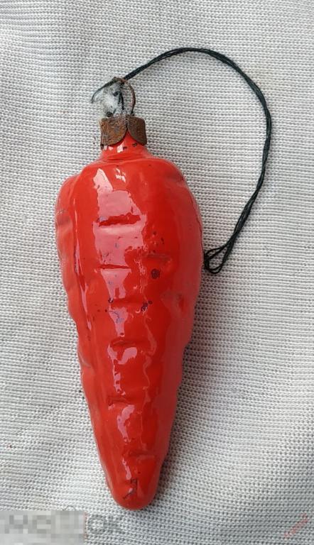 Елочная стеклянная игрушка морковка морковь #И* 