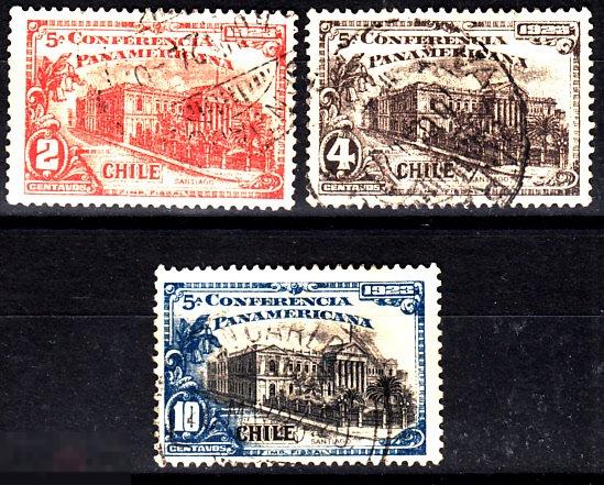 1923 Чили Панамериканский конгресс Архитектура № 134 - 136 гаш 0.85 евро 