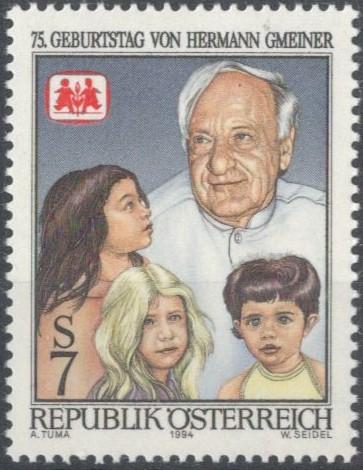 Австрия, 1994, № 2128, € 1, MNH, полн., 75-летие социального педагога Германа Гмайнера