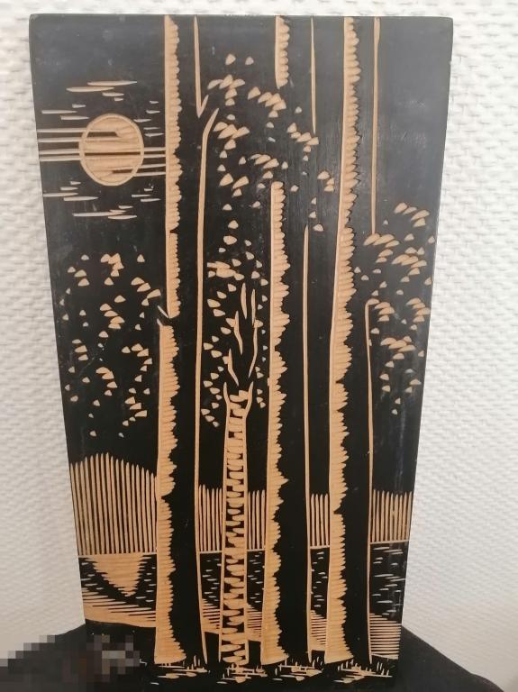 Панно резьба по дереву, фабричное изготовление 70гг природа СССР винтаж 