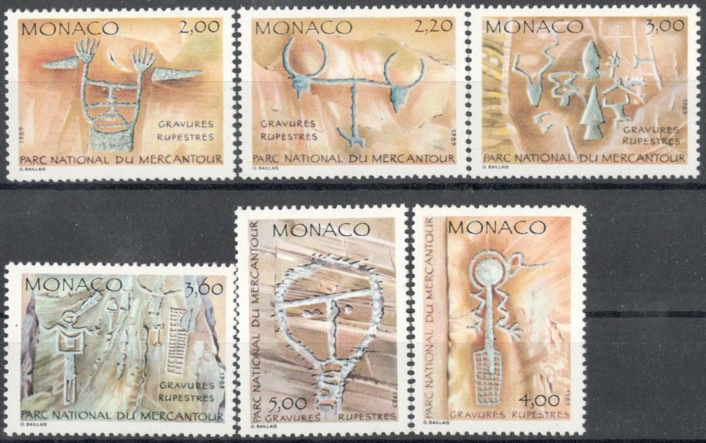 Монако, 1989, № 1896-1901, € 10, MNH, полн, Петроглифы в национальном парке Меркантур