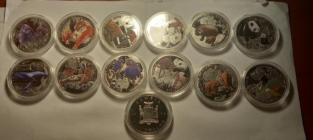 ЗАМБИЯ 1000 КВАЧА 2014 -12 ШТ .ФАУНА.ПАНДА,ТИГР, СЛОН.ПОДРАЖАНИЕ