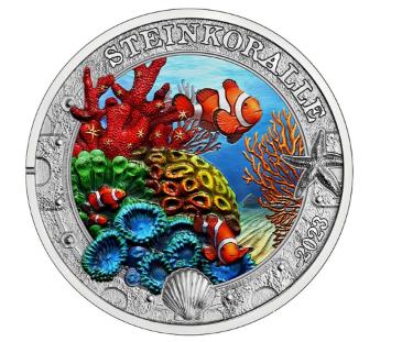 Австрия 3 евро 2023 Каменистый коралл