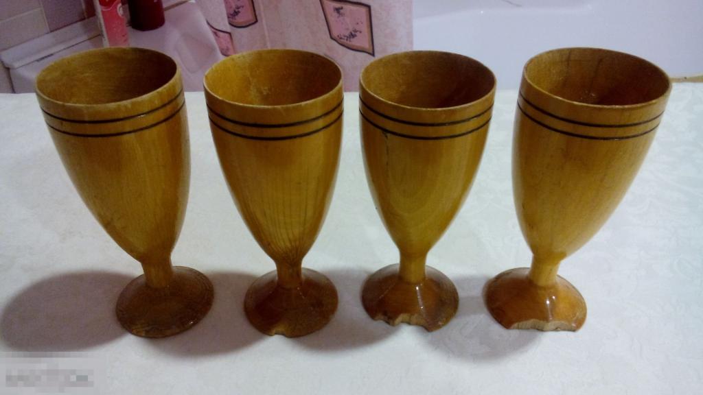 Фужеры бокалы рюмки деревянные винтаж СССР 