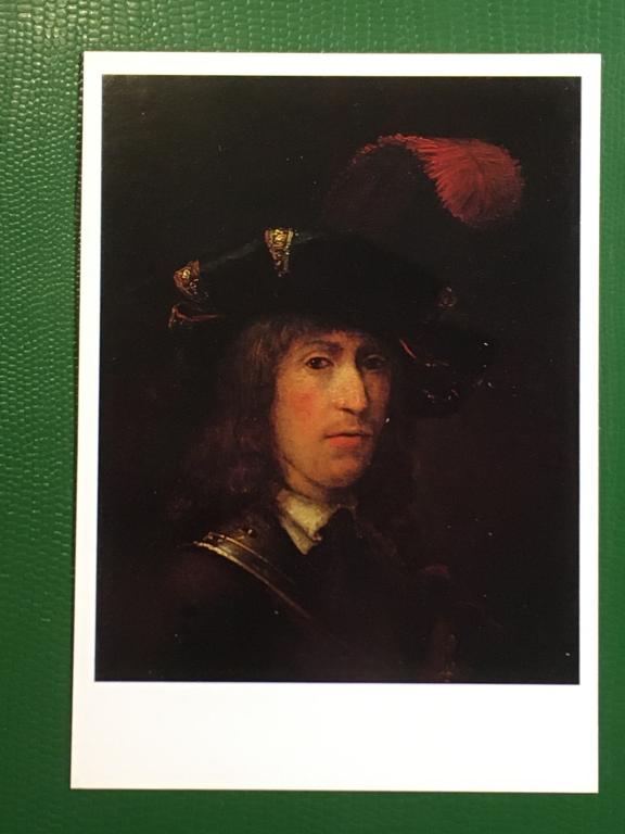 Неизвестный художник. Портрет молодого человека в берете с красным пером. 1987 г.