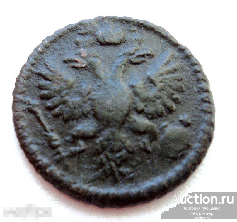 полушка 1734 орёл Романовы медная монета Империи перечекан